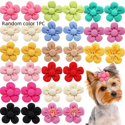 Pet Headdress Flower Spring Flower Solid Color Headdress Flower Dog Cat Accessories