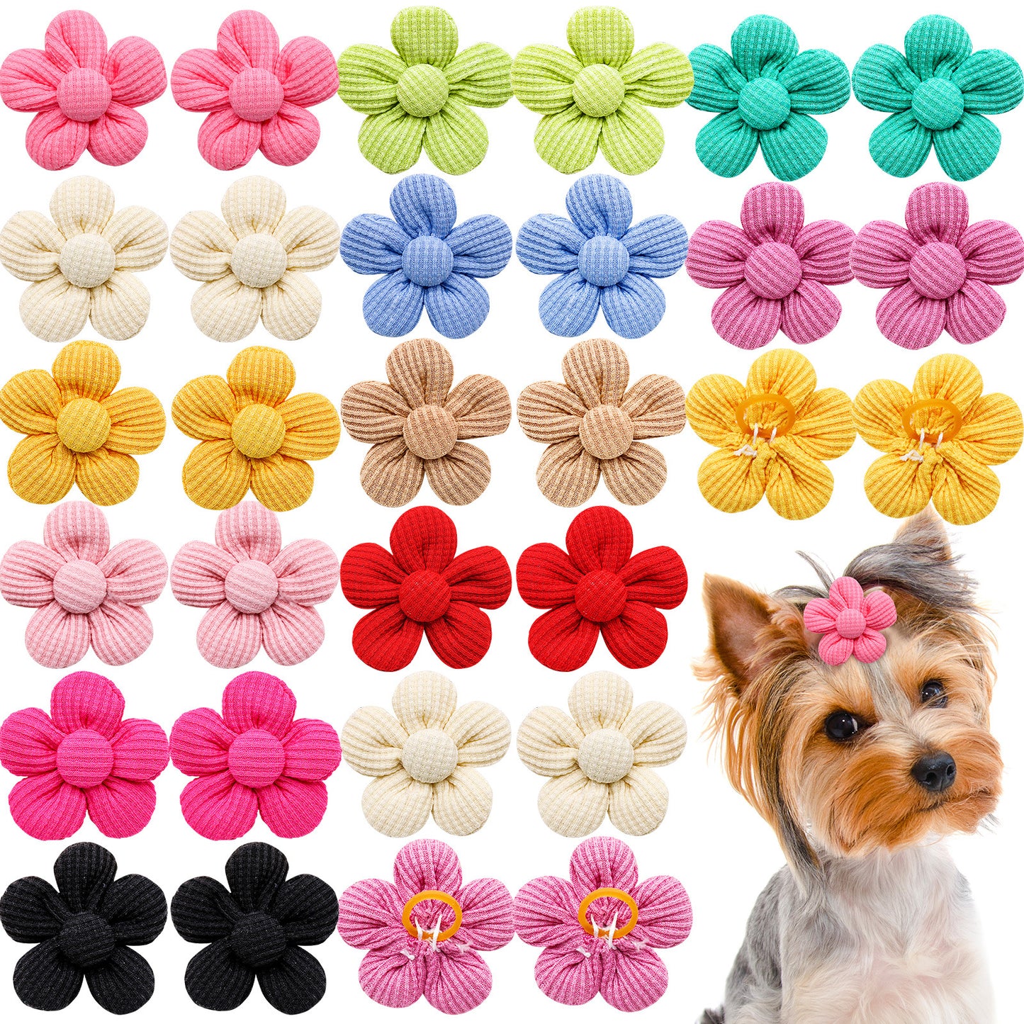Pet Headdress Flower Spring Flower Solid Color Headdress Flower Dog Cat Accessories
