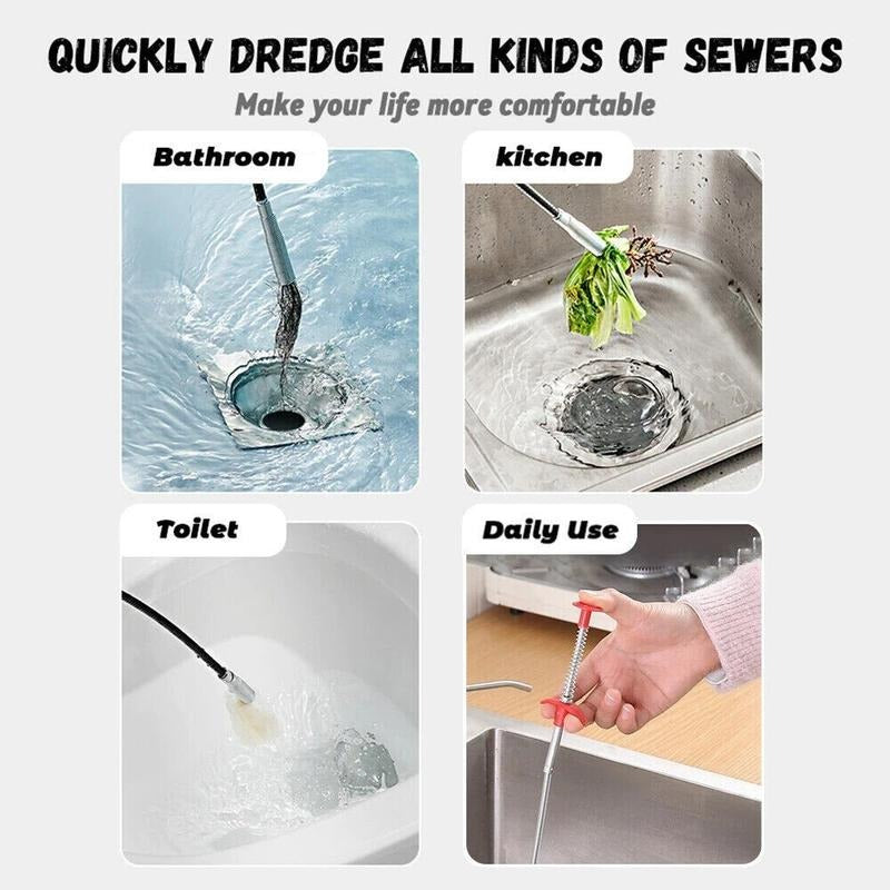 Drain Cleaner Spring Pipe Sticks Clog Remover Sewer Dredging Kitchen Sink Tools