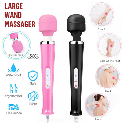 20 Speed Magic Massager Wand Full Body Pain Powerful Waterproof 10 Vibration Mode Massage Vibration UK Plug