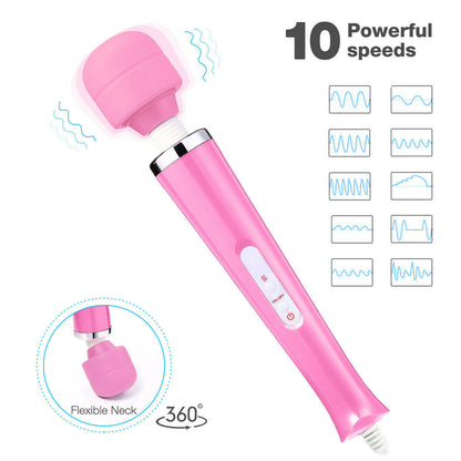20 Speed Magic Massager Wand Full Body Pain Powerful Waterproof 10 Vibration Mode Massage Vibration UK Plug