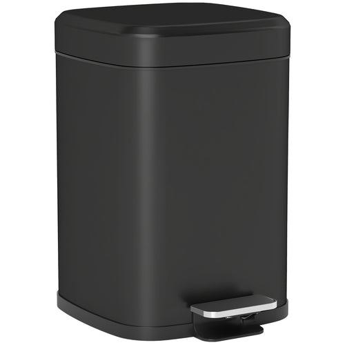 12L Modern Boxy Metal Home Kitchen Bin - Black
