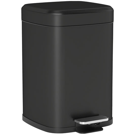 12L Modern Boxy Metal Home Kitchen Bin - Black